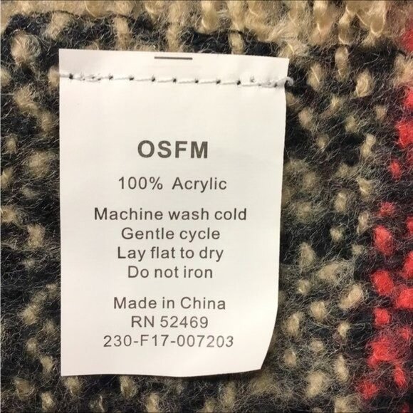 Women’s Blanket Wrap Plaid Scarf, Multicolor, OSFM - Picture 5 of 6